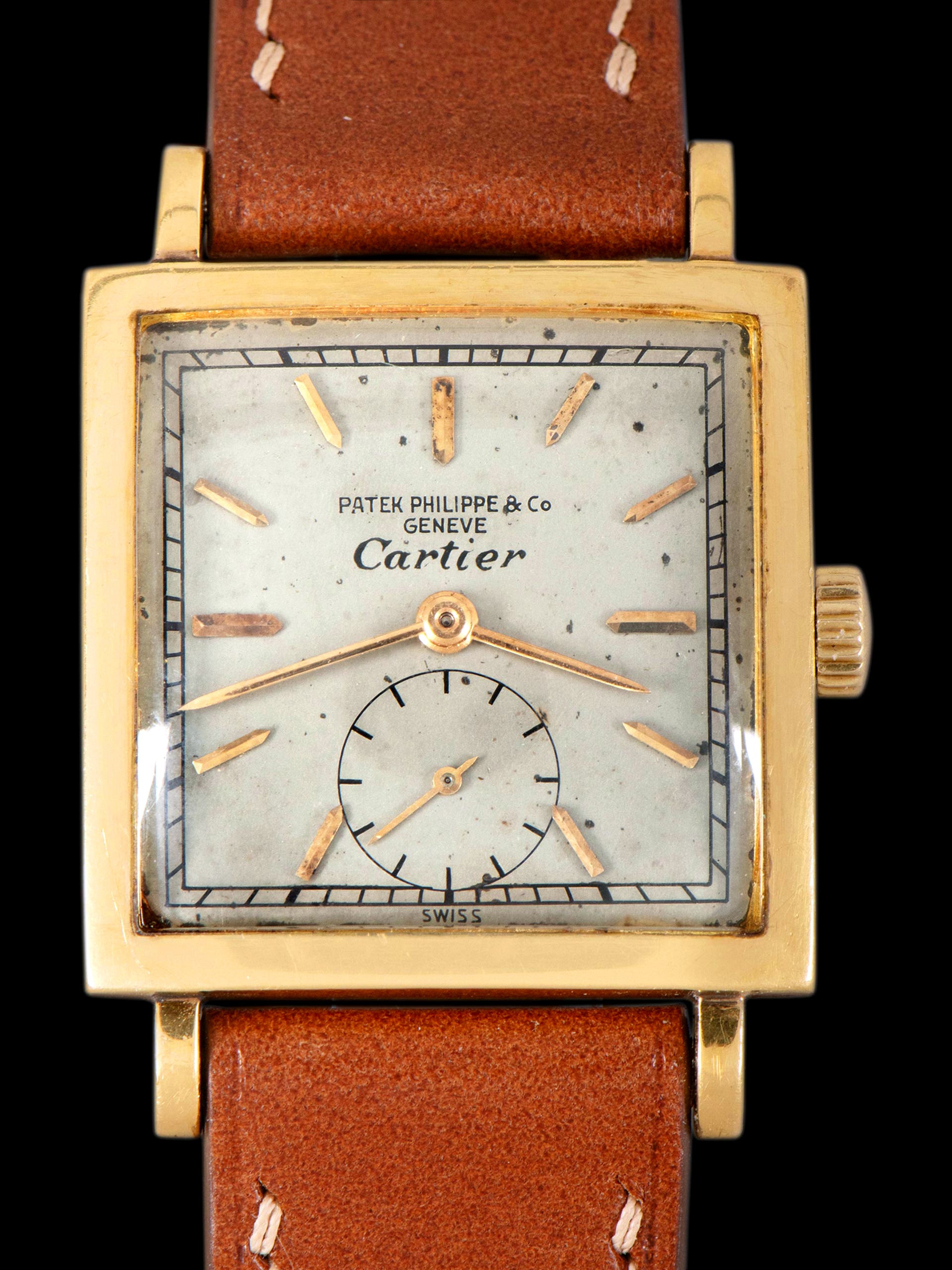 1942 Patek Philippe Square Dress Watch 18K YG (Ref. 1431) Retailed by Cartier w/ Extract from The Archives
