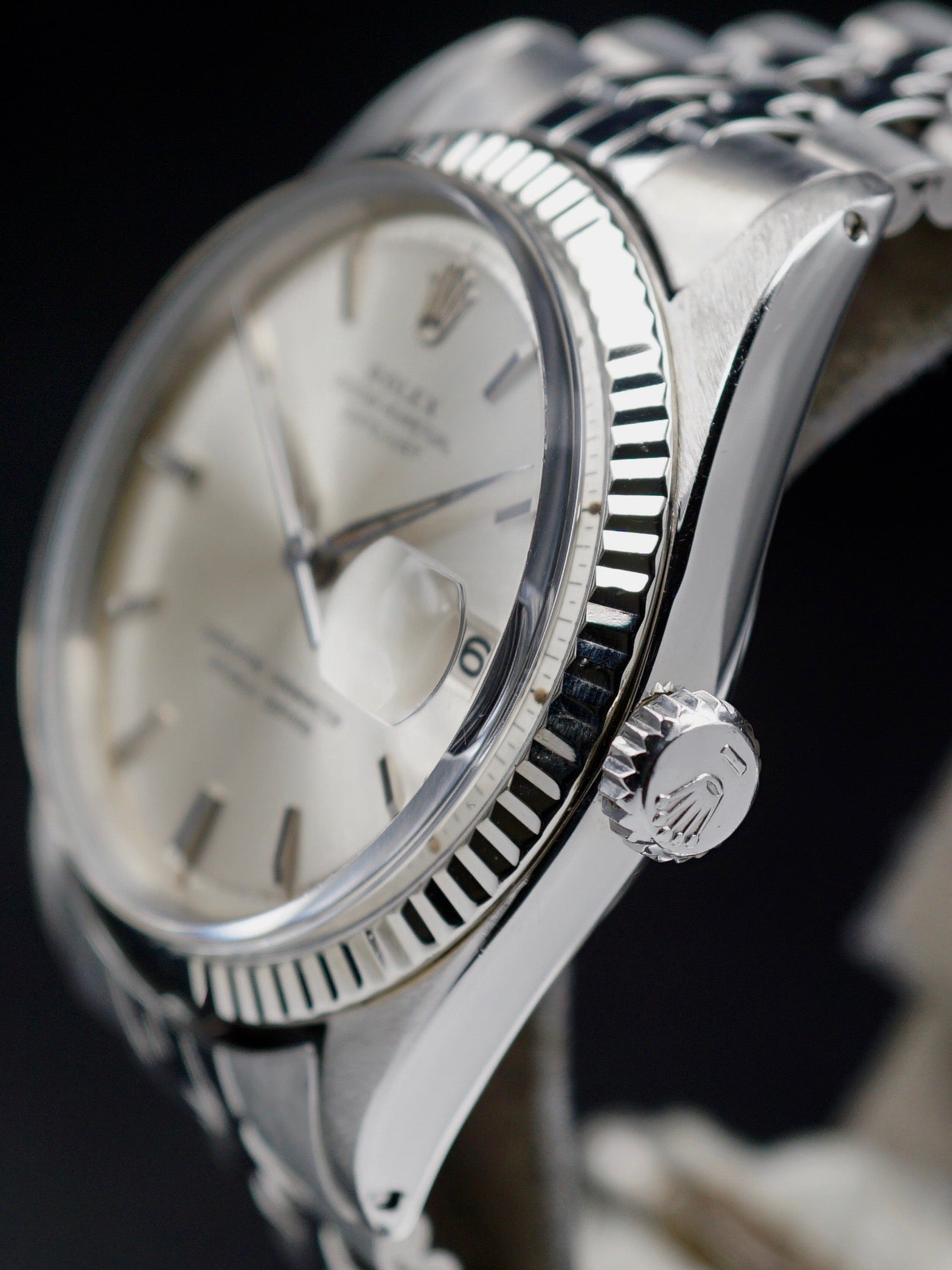1964 Rolex Datejust 1601 Silver Two Tone Big Logo Jubilee Sword Hands Automatic Wristwatch