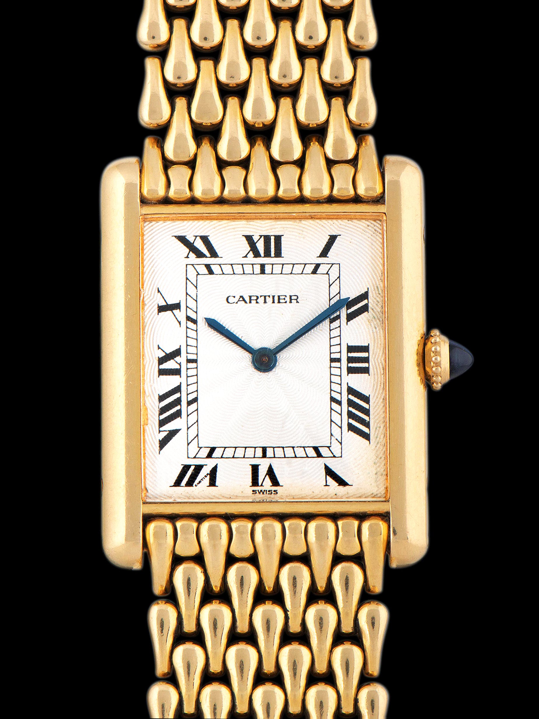 1990s Cartier Tank LC 18K YG "Extra Plate" (Ref. 16121) Flinque Dial W/ Teardrop Bracelet