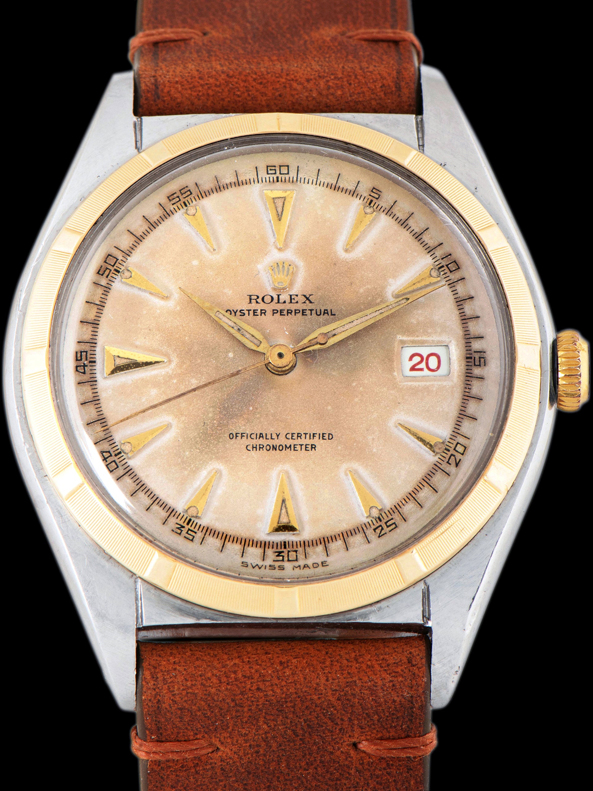 1947 Rolex Two-Tone Oyster Perpetual Chronometer '36mm' (Ref. 5031) "Big Bubble Back" W/ Roulette Date Wheel