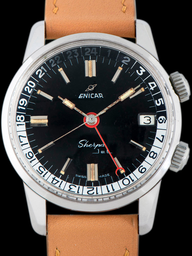 *Unpolished* 1960s Enicar Sherpa Jet GMT (Ref. 126/002) Black Dial