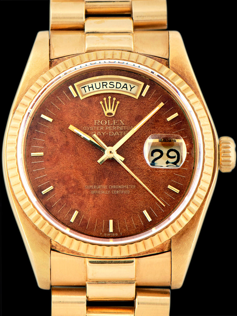 1979 Rolex Day-Date 18K YG (Ref. 18038) Burlwood Dial