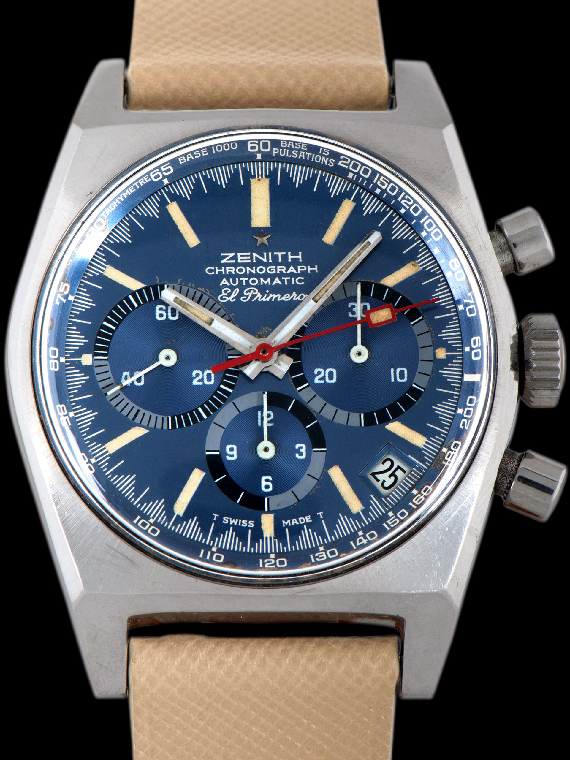 1970s Zenith El Primero Chronograph "Cover Girl" (Ref. A3818) Blue Dial