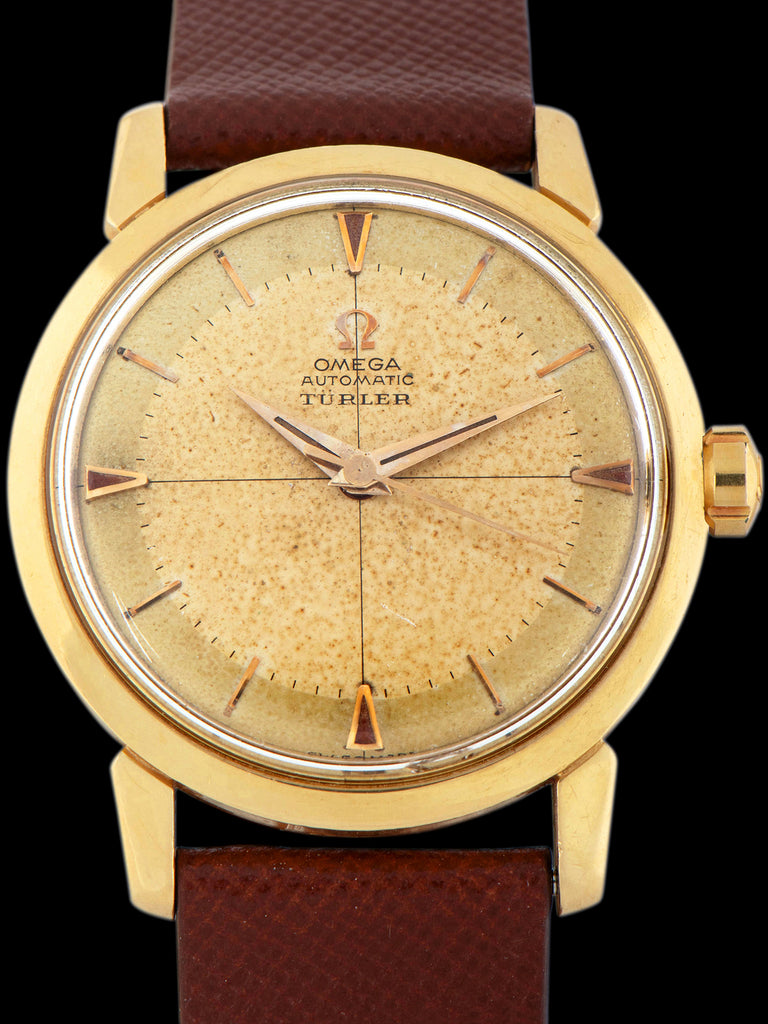 1956 Omega Seamaster 18K YG (Ref. 2866 SC) Crosshair “Türler” Dial W/ Türler Box