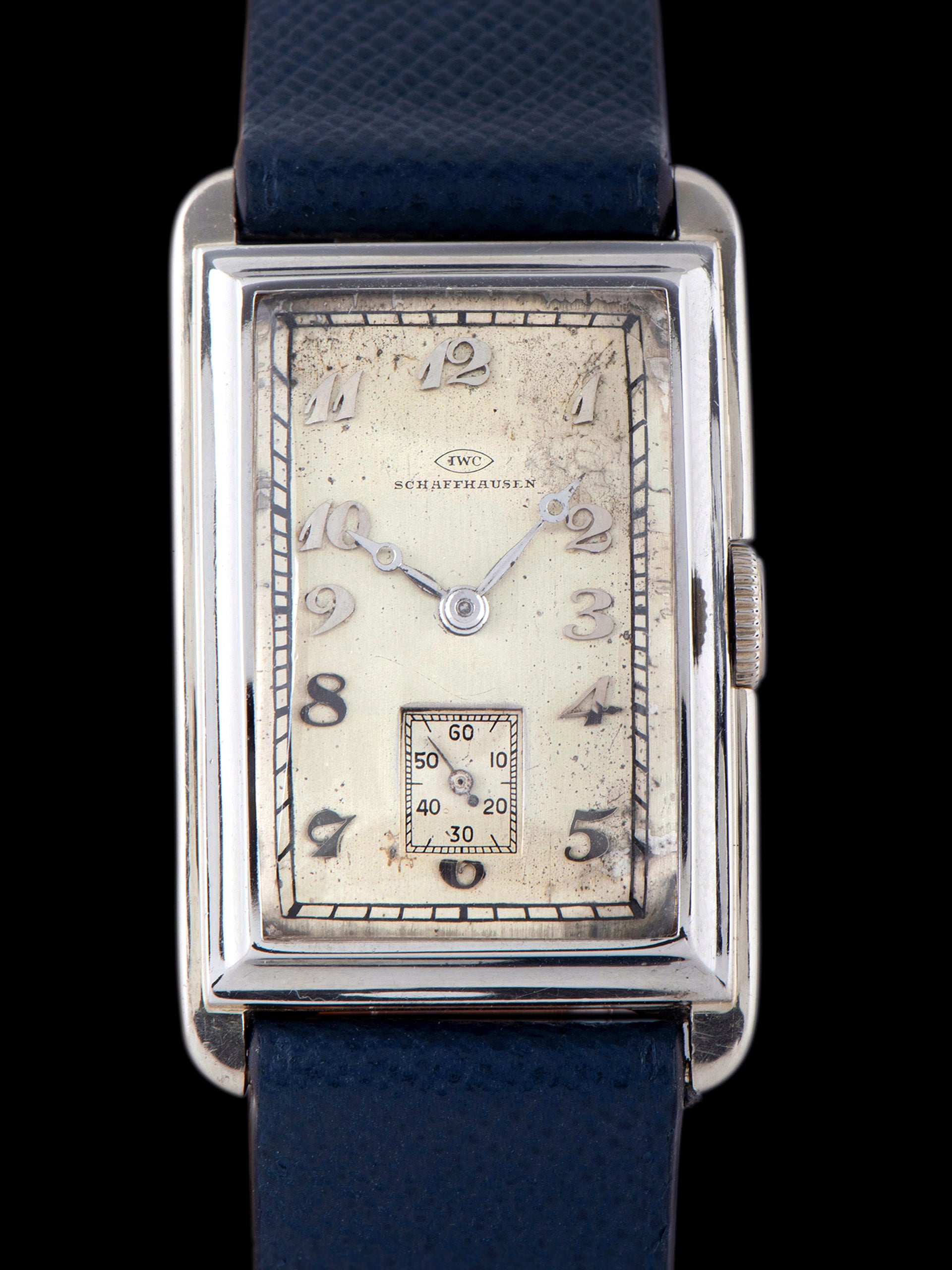 1930s IWC Stepped-Case Rectangular Dress Watch 18K WG 'Cal. 87' W/ Breguet Numerals & Hands