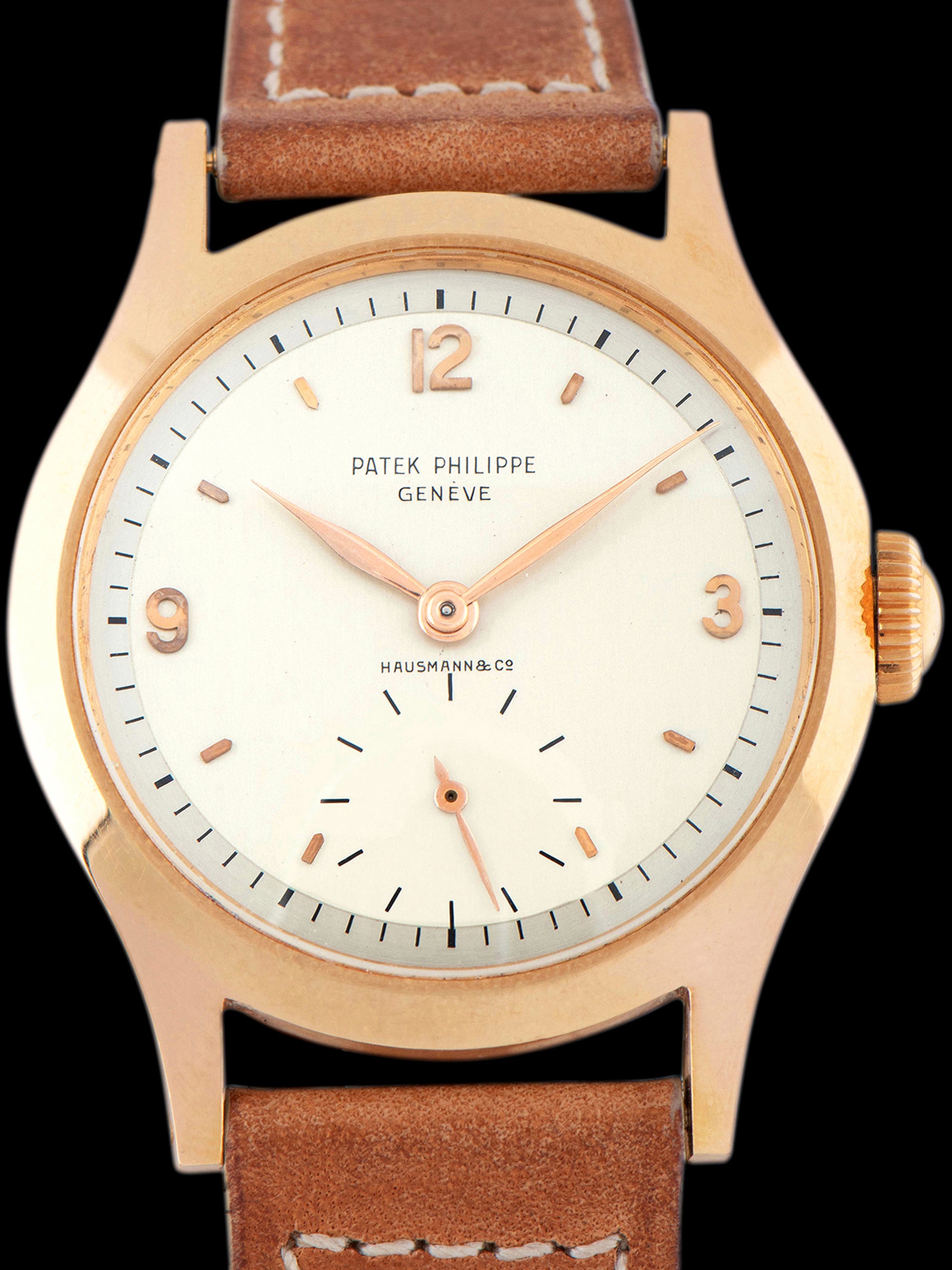 1956 Patek Philippe Calatrava 18K RG (Ref. 565) Two-Tone Silver "Hausmann & Co." Dial W/ Patek Philippe Certificate of Origin