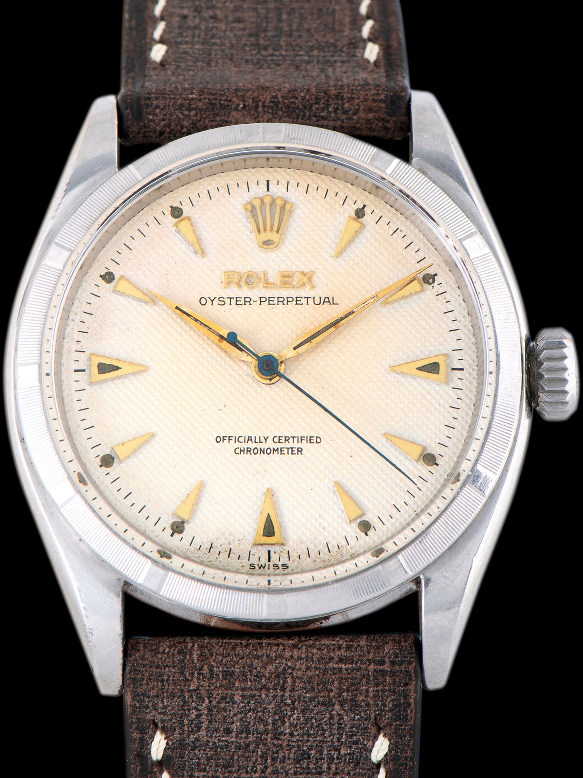 1954 Rolex Oyster-Perpetual (Ref. 6285) White "Honeycomb" Dial