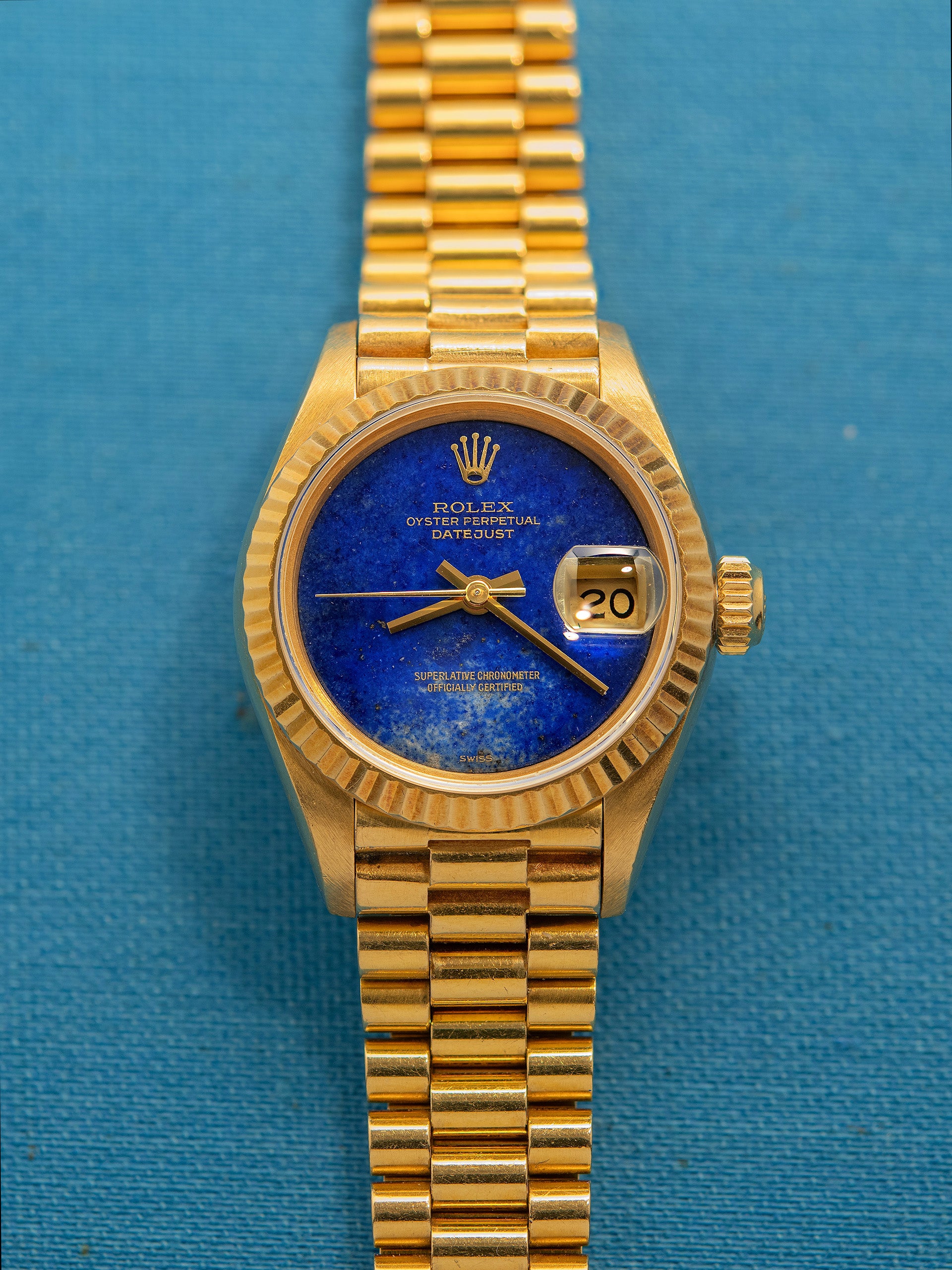 *Unpolished* 1984 Rolex Ladies Datejust 18K YG (Ref. 69178) Lapis Ston