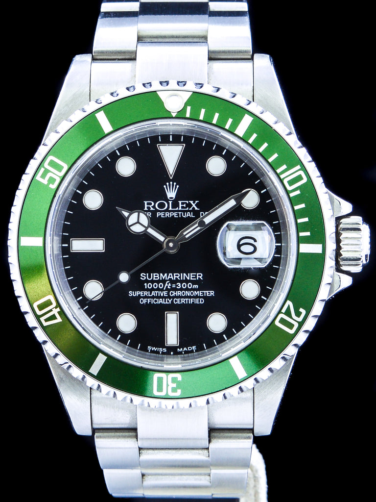 Y-Serial 2003 Rolex Green Submariner (Ref. 16610LV) Mk.1 "Flat 4" W/ Box and Papers