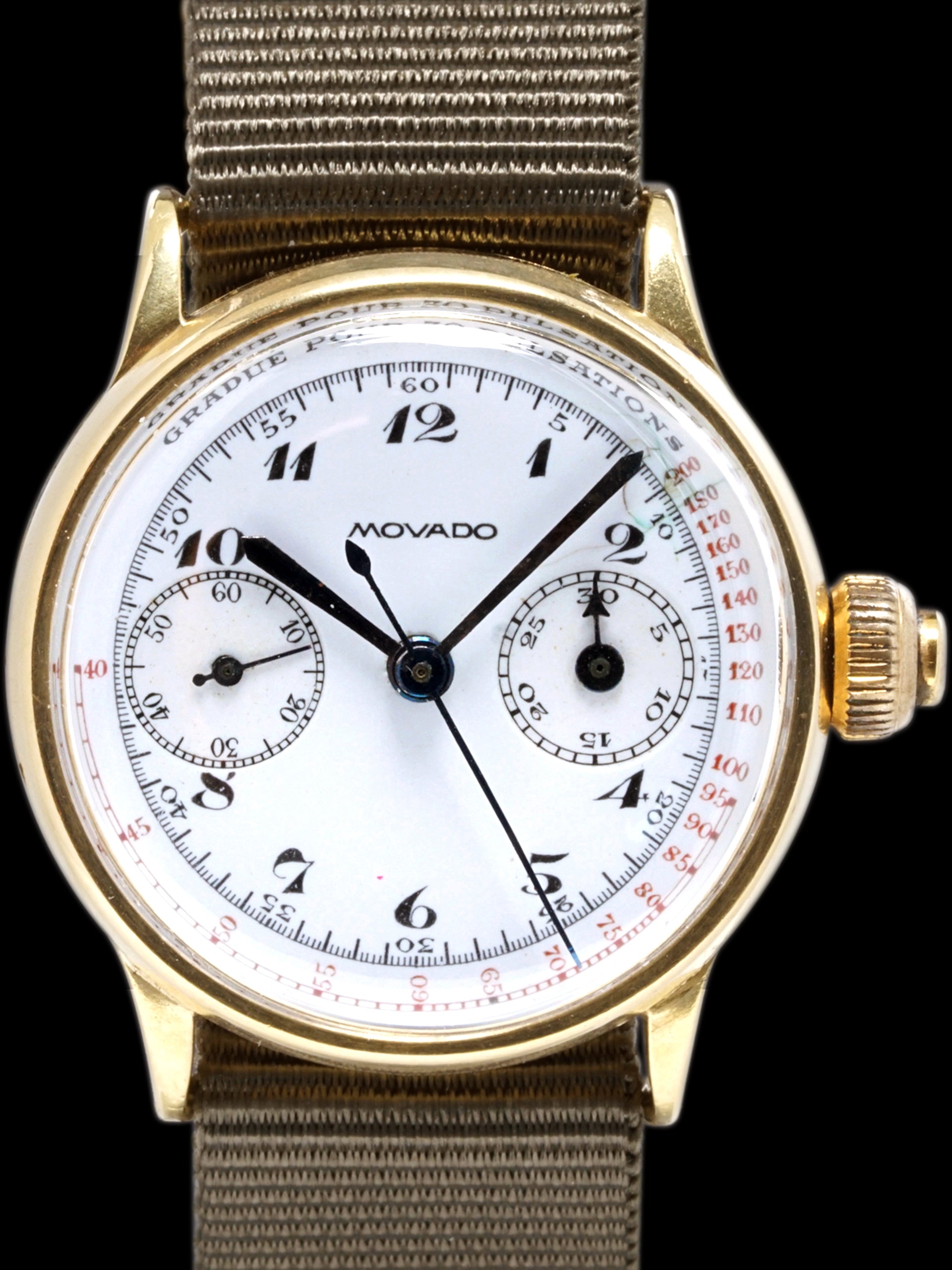 1930s Movado Mono-Pusher Chronograph (Ref. 159) 18k YG "Enamel Dial"