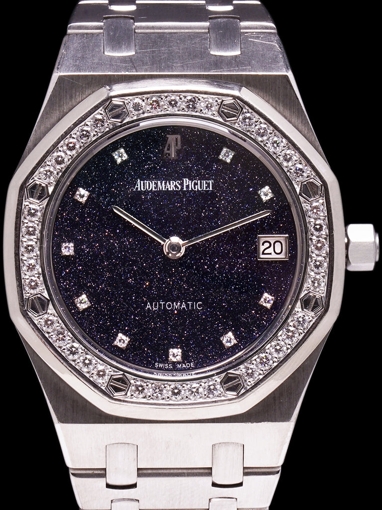 Audemars Piguet Royal Oak 18k WG (Ref. 14813BC) Black Aventurine Dial W/ Diamond Bezel + Box, Booklets